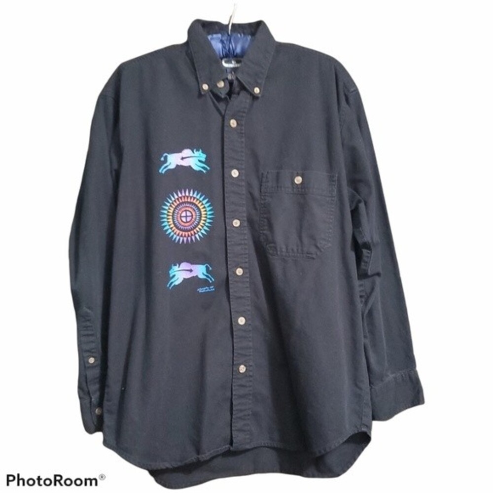 New Mexico Jemez Pueblo Native Art Button Down Western Long Sleeve Shirt